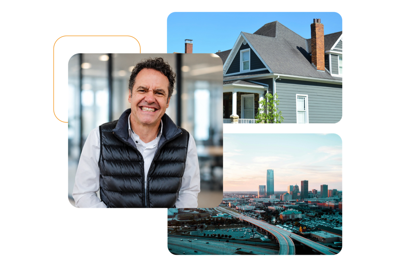 Carlos Castilho with an Oklahoma home and the Oklahoma City skyline